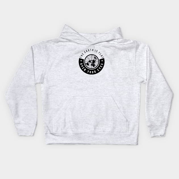 Flat Earth Circle Logo Kids Hoodie by VeesTees